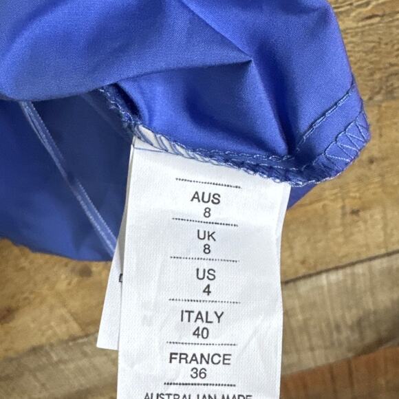 N/Nicholas Cotton Square Neck Cold Shoulder Crop Top Blue Size 4 NWT - Picture 7 of 13